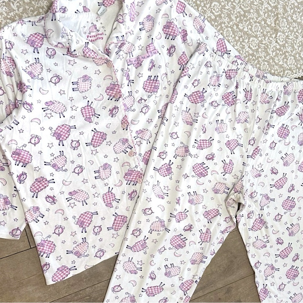 Sears White and Purple Sheep Print Pajama Set - Two-Piece Sleepwear - Picture 4 of 16